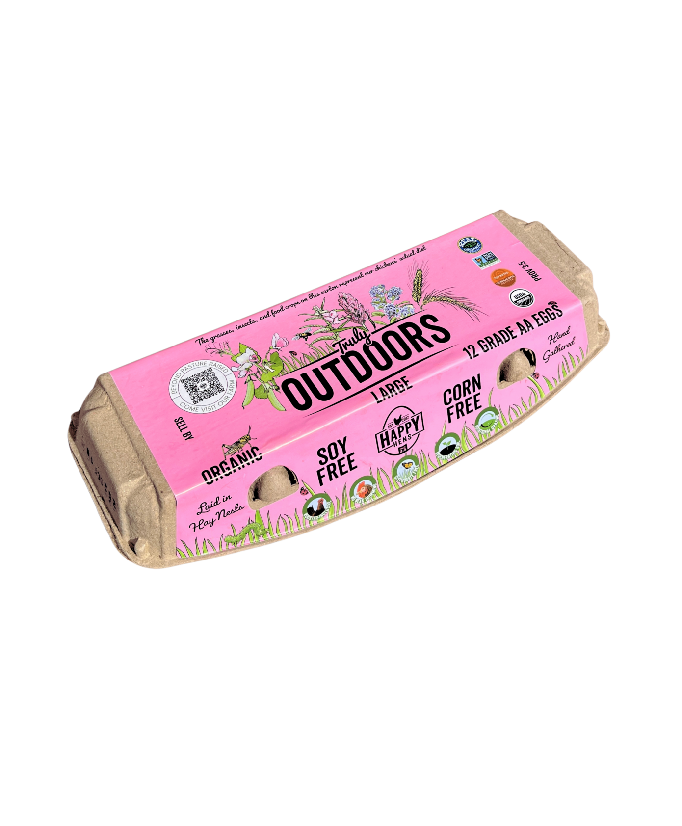 Happy Hens Truly Outdoors Eggs - 1 Dozen Organic Large Eggs